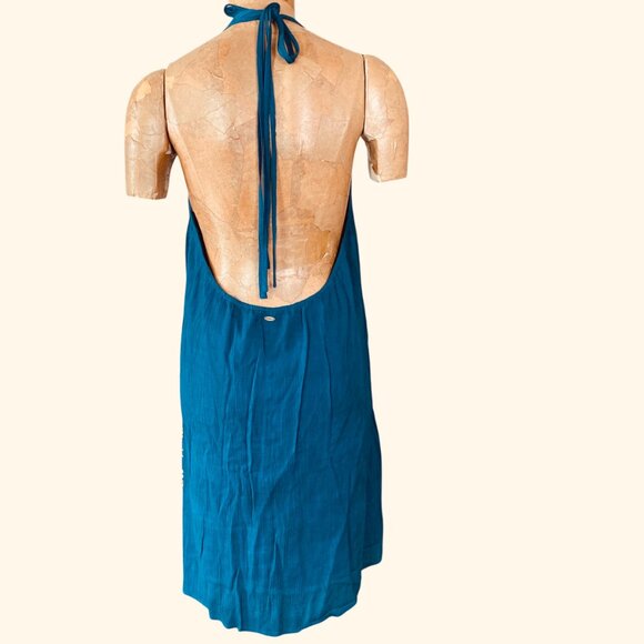 O'Neill Ellison Teal Blue Embroidered Halter Dress Sz L #329i - Picture 9 of 12